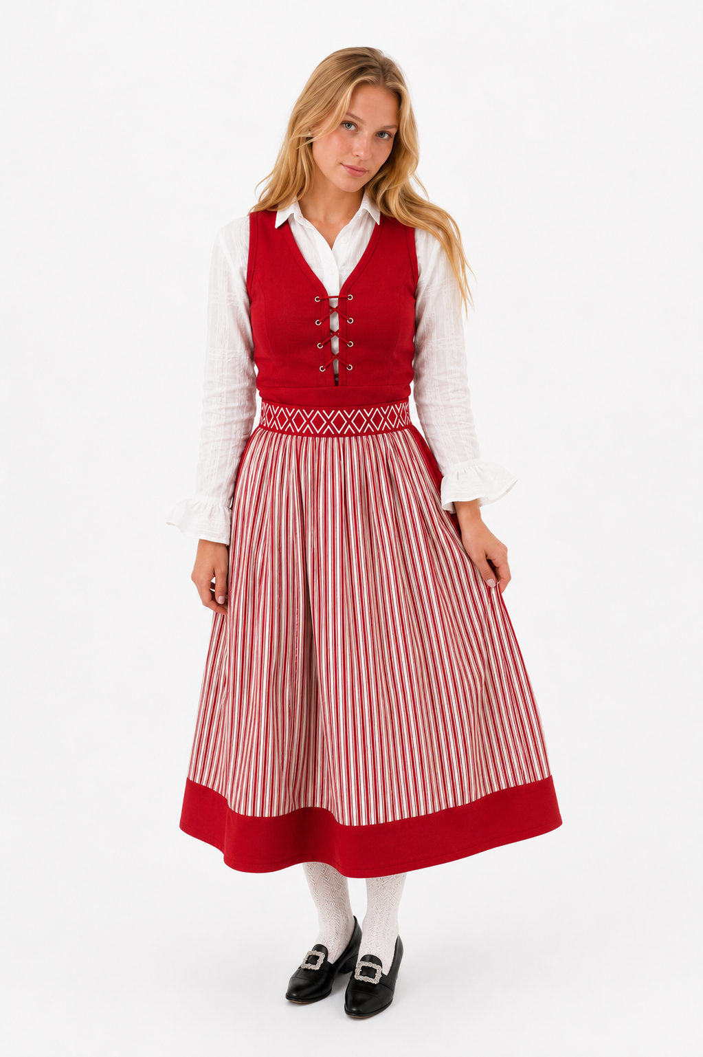 Röd folkdräkt