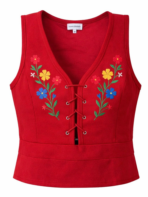 Broderad röd folkdräkt