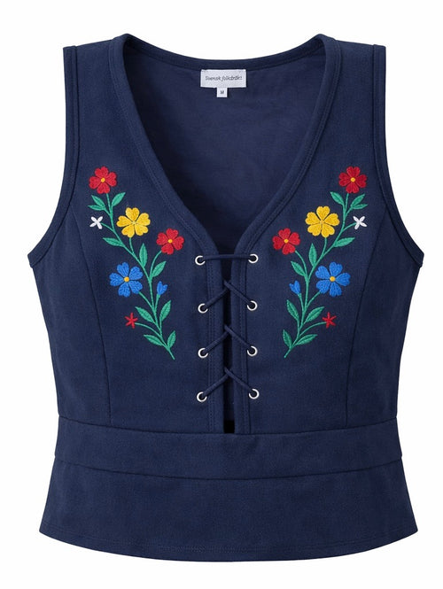 Broderad marinblå folkdräkt